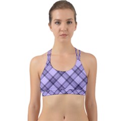 Pastel Purple And Steel Black Lines Pattern, Retro Tartan, Classic Plaid Back Web Sports Bra by Casemiro