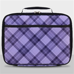 Pastel Purple And Steel Black Lines Pattern, Retro Tartan, Classic Plaid Full Print Lunch Bag by Casemiro