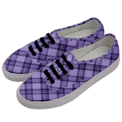 Pastel Purple And Steel Black Lines Pattern, Retro Tartan, Classic Plaid Men s Classic Low Top Sneakers by Casemiro