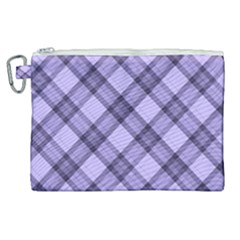 Pastel Purple And Steel Black Lines Pattern, Retro Tartan, Classic Plaid Canvas Cosmetic Bag (xl) by Casemiro