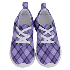 Pastel Purple And Steel Black Lines Pattern, Retro Tartan, Classic Plaid Running Shoes by Casemiro