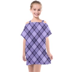 Pastel Purple And Steel Black Lines Pattern, Retro Tartan, Classic Plaid Kids  One Piece Chiffon Dress by Casemiro