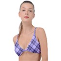 Pastel purple and steel black lines pattern, retro tartan, classic plaid Knot Up Bikini Top View1