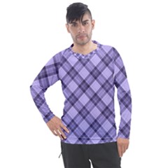 Pastel Purple And Steel Black Lines Pattern, Retro Tartan, Classic Plaid Men s Pique Long Sleeve Tee