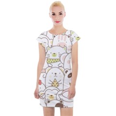 Cute-baby-animals-seamless-pattern Cap Sleeve Bodycon Dress by Sobalvarro