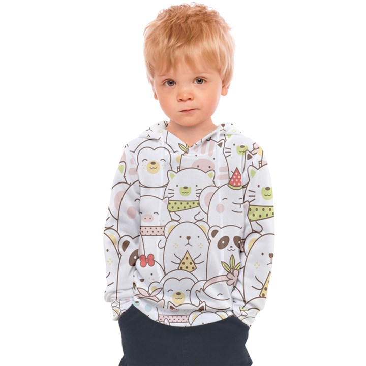 Cute-baby-animals-seamless-pattern Kids  Overhead Hoodie