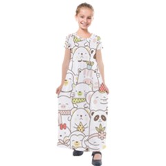 Cute-baby-animals-seamless-pattern Kids  Short Sleeve Maxi Dress by Sobalvarro