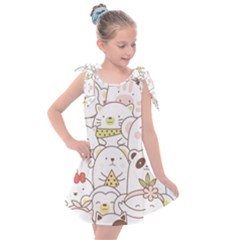 Cute-baby-animals-seamless-pattern Kids  Tie Up Tunic Dress by Sobalvarro