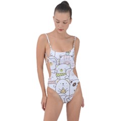 Cute-baby-animals-seamless-pattern Tie Strap One Piece Swimsuit