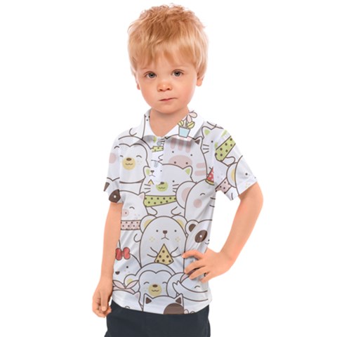 Cute-baby-animals-seamless-pattern Kids  Polo Tee by Sobalvarro