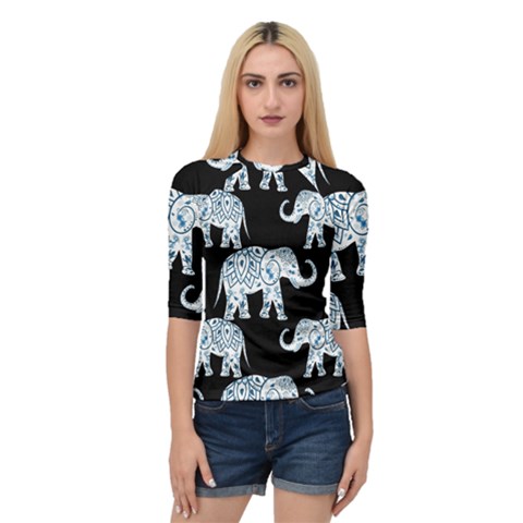 Elephant-pattern-background Quarter Sleeve Raglan Tee by Sobalvarro