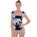 Elephant-pattern-background Short Sleeve Leotard  View1