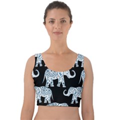 Elephant-pattern-background Velvet Crop Top by Sobalvarro