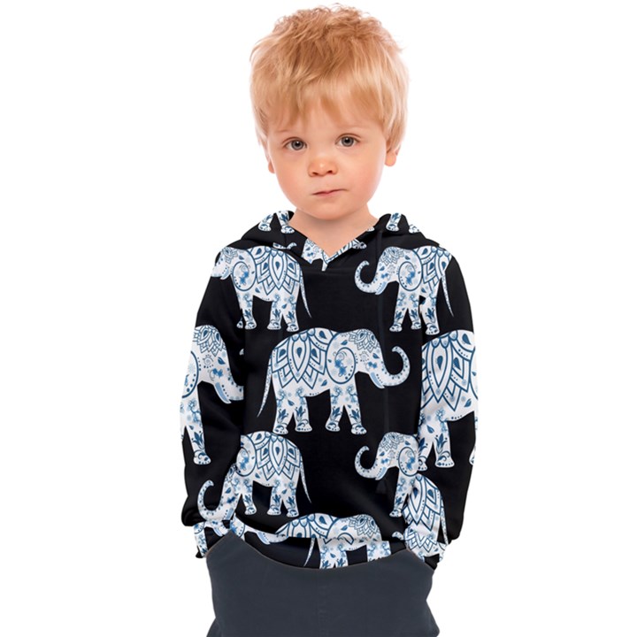 Elephant-pattern-background Kids  Overhead Hoodie