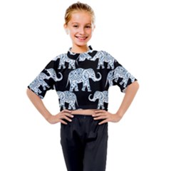 Elephant-pattern-background Kids Mock Neck Tee