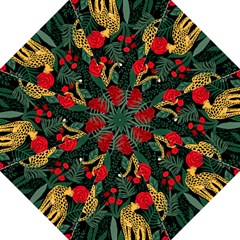 Seamless-pattern-with-leopards-and-roses-vector Golf Umbrellas by Sobalvarro