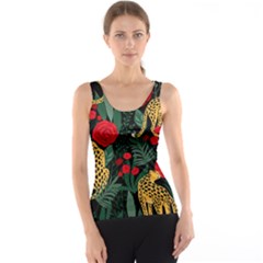 Seamless-pattern-with-leopards-and-roses-vector Tank Top by Sobalvarro