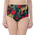 Seamless-pattern-with-leopards-and-roses-vector Classic High-Waist Bikini Bottoms View1