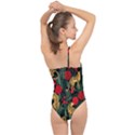 Seamless-pattern-with-leopards-and-roses-vector Classic One Shoulder Swimsuit View2