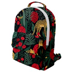 Seamless-pattern-with-leopards-and-roses-vector Flap Pocket Backpack (small) by Sobalvarro