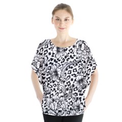 Vector-eclectic-fabric-seamless-pattern-animal-background-with-baroque-ornament Batwing Chiffon Blouse