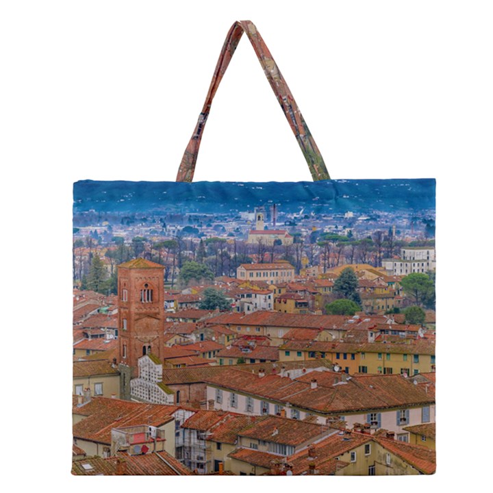 Lucca Historic Center Aerial View Zipper Large Tote Bag