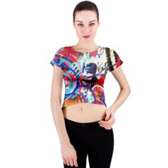 Crazy Grafitti Crew Neck Crop Top by essentialimage