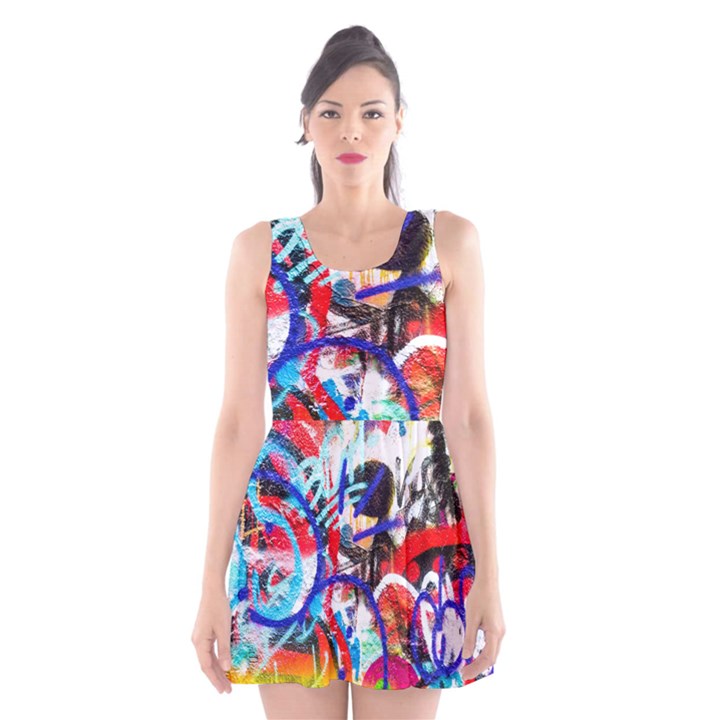 Crazy Grafitti Scoop Neck Skater Dress