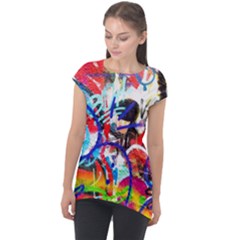 Crazy Grafitti Cap Sleeve High Low Top by essentialimage