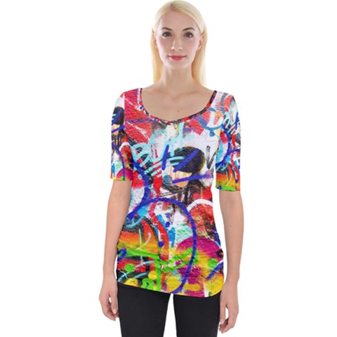 Crazy Grafitti Wide Neckline Tee by essentialimage