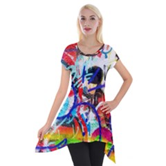 Crazy Grafitti Short Sleeve Side Drop Tunic by essentialimage