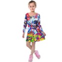 Crazy Grafitti Kids  Long Sleeve Velvet Dress View1