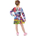 Crazy Grafitti Kids  Long Sleeve Velvet Dress View2