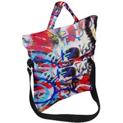 Crazy Grafitti Fold Over Handle Tote Bag by essentialimage