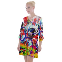 Crazy Grafitti Open Neck Shift Dress