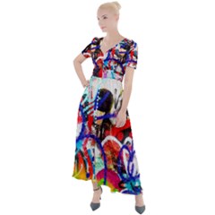 Crazy Grafitti Button Up Short Sleeve Maxi Dress by essentialimage