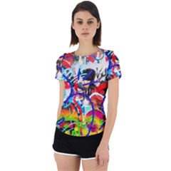 Crazy Grafitti Back Cut Out Sport Tee