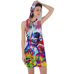 Crazy Grafitti Racer Back Hoodie Dress