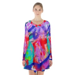 Crazy Graffiti Long Sleeve Velvet V-neck Dress by essentialimage