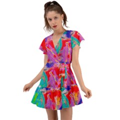 Crazy Graffiti Flutter Sleeve Wrap Dress by essentialimage