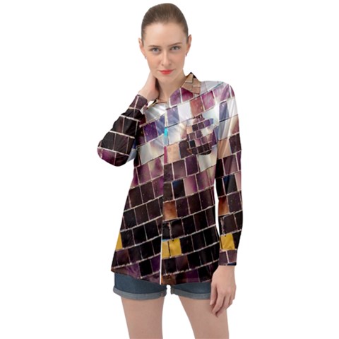 Disco Ball Long Sleeve Satin Shirt by essentialimage