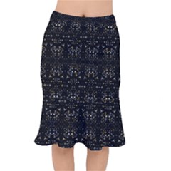 Fancy Ethnic Print Short Mermaid Skirt