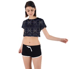 Fancy Ethnic Print Tie Back Short Sleeve Crop Tee