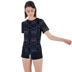 Fancy Ethnic Print Asymmetrical Short Sleeve Sports Tee