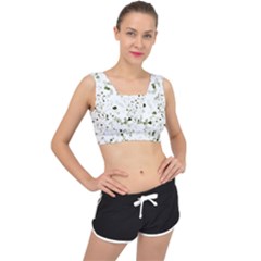 Square Motif Abstract Geometric Pattern V-back Sports Bra by dflcprintsclothing