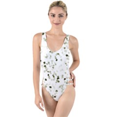 Square Motif Abstract Geometric Pattern High Leg Strappy Swimsuit