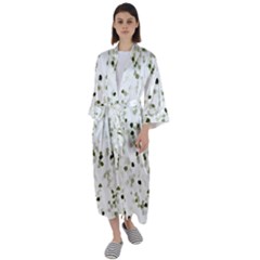 Square Motif Abstract Geometric Pattern Maxi Satin Kimono