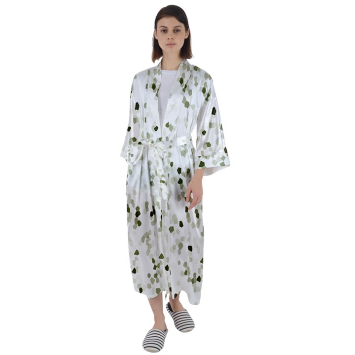 Square Motif Abstract Geometric Pattern Maxi Satin Kimono