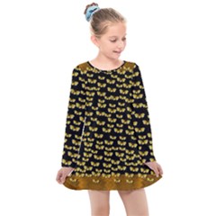 Free Peace Frangipani In Plumeria Freedom Kids  Long Sleeve Dress by pepitasart