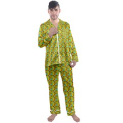 Lemon And Yellow Men s Long Sleeve Satin Pyjamas Set by Sparkle